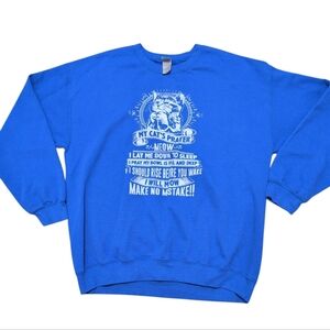 My Cats Prayer Gildan Blue Crewneck Sweatshirt Size Large Vintage Inspired Funny
